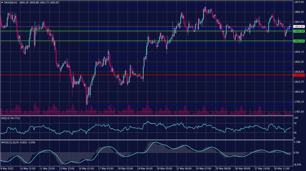 Spot Gold Graph candle for 31 May 2022