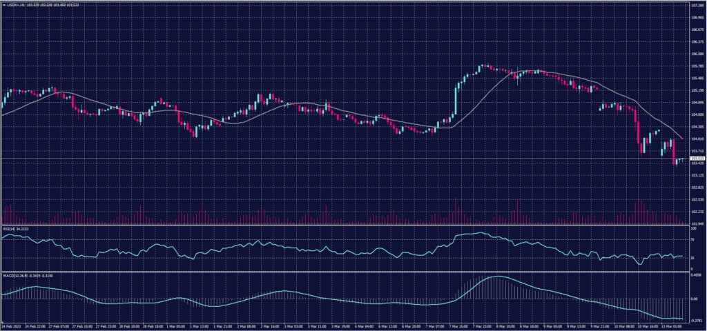 US Dollar Index chart on 13 March 2023